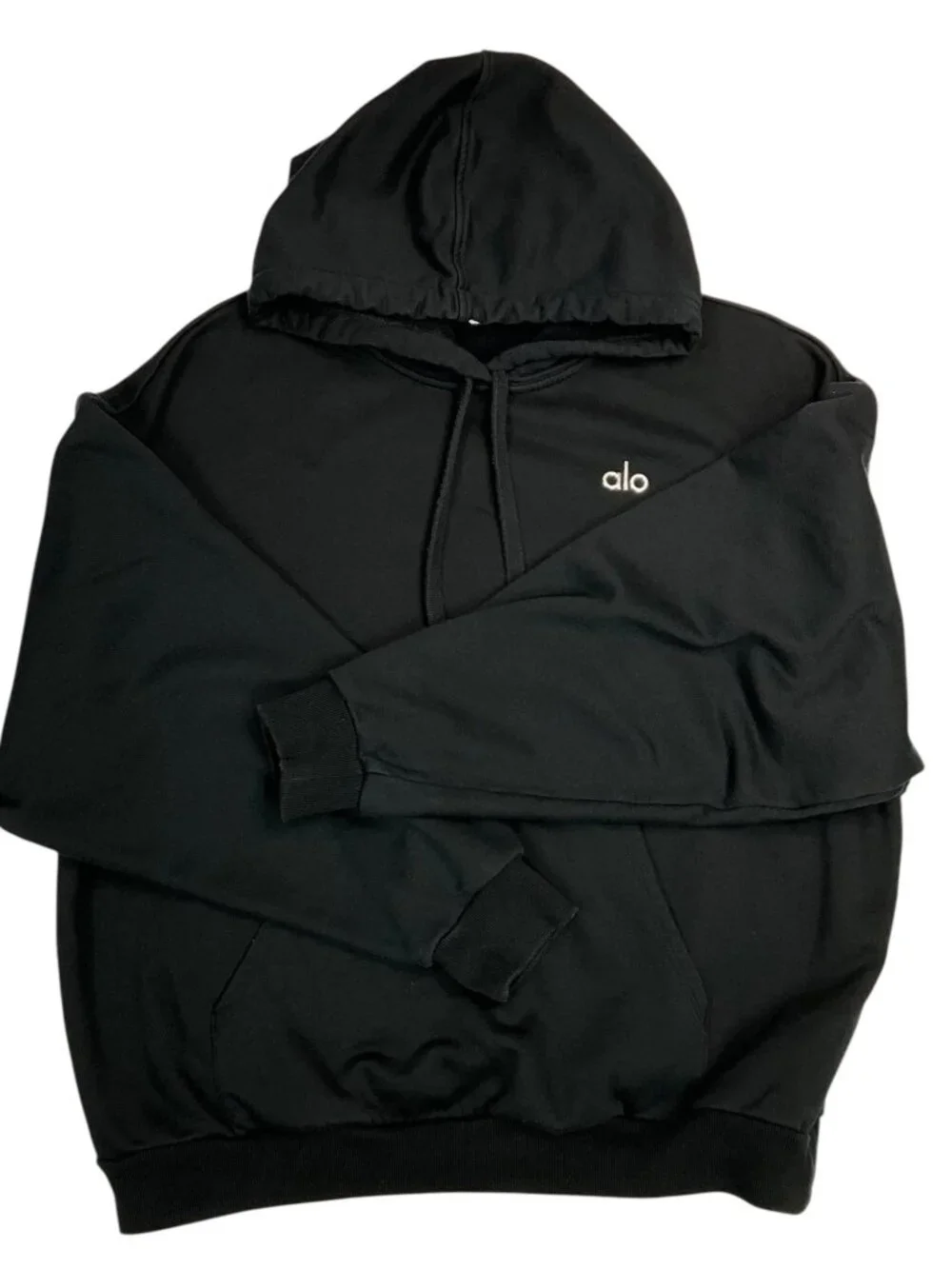 Alo Unisex Accolade Hoodie Sweatshirt Black XXS/XS Logo Oversized
